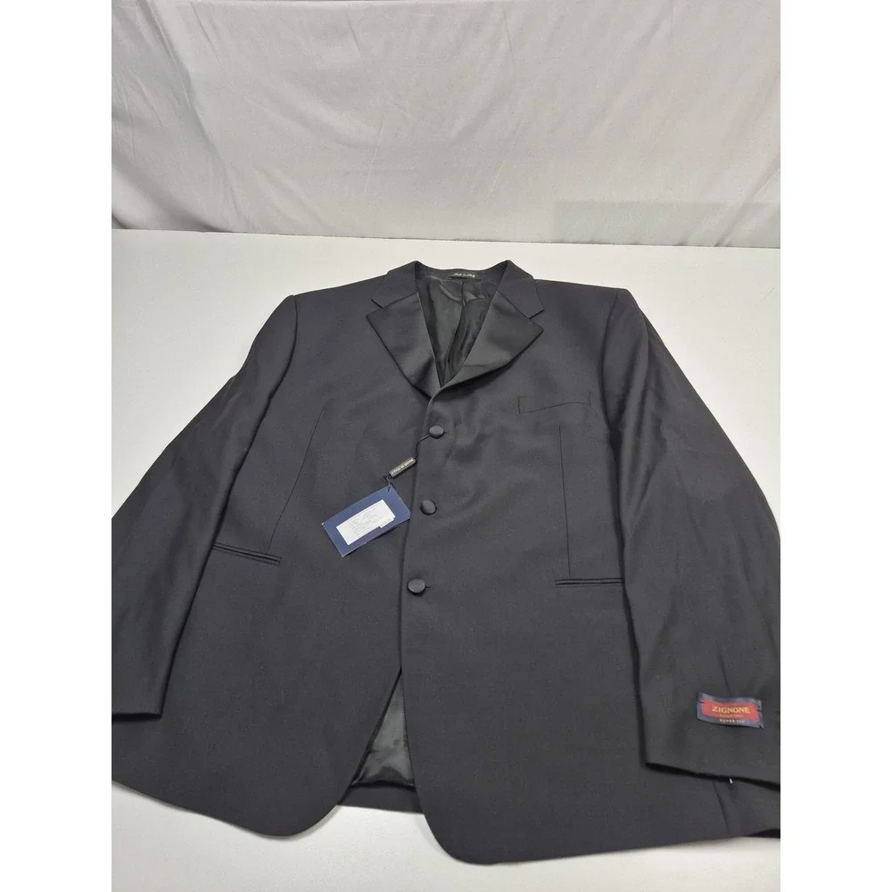 Roberto Zanieri Tuxedo Suit Jacket Men's 46R Black Super 100s Wool Italy NWT